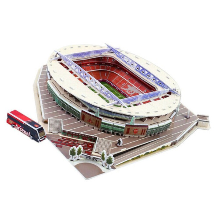 3D Пъзел Стадион Емирейтс Футболно игрище, 35x33x7.5см, многоцветен, 150 части
