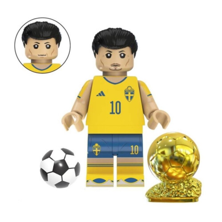 Figurina mini fotbalist, blocuri de constructie, 4.5cm, galben
