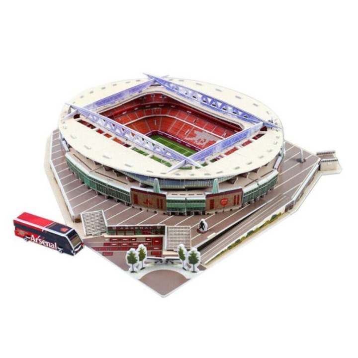 3D пъзел стадион за футбол Emirates, 35x33x7.5см, многоцветен