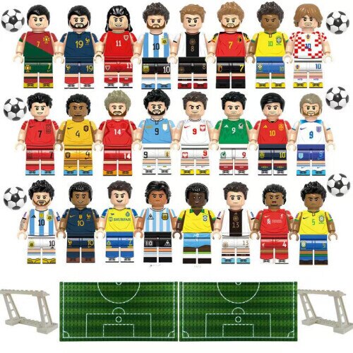 Set minifiguri fotbal Cupa Mondiala, compatibile cu Lego, din