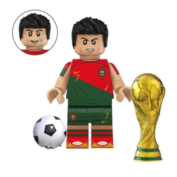 Figurina fotbalist miniatura bloc de construit 70875, 0-38 piese, include minge si trofeu, multicolor, 1 buc