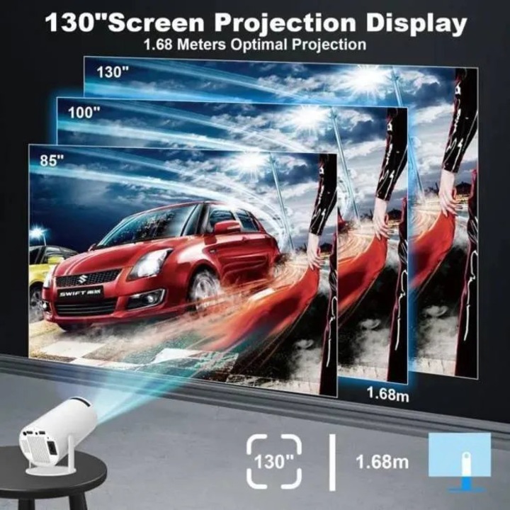 Hordozható 4K videoprojektor 1600 lumen WiFi Bluetooth