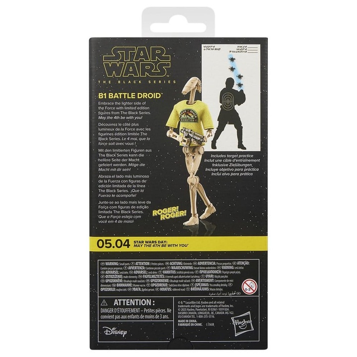 Star Wars Hasbro B1 Battle Droid figura, csuklós, szürke, 15cm
