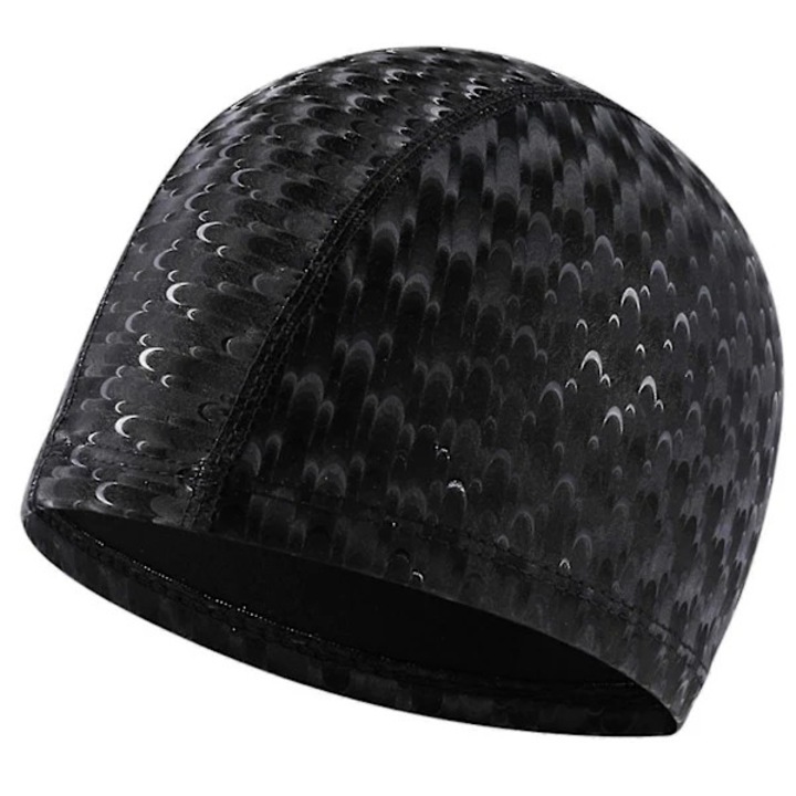 Casca de inot/boneta de inot din pvc cu forma arcuita, anti-alunecare, protectie pentru urechi, pentru par lung, negru, marime unica
