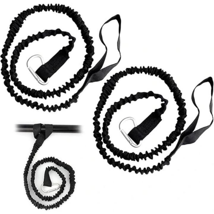 Set 2 bucati, Chingi elastice pentru vasle, leash pentru kayak/canoe, extensibile 34-61 inch (86-155 cm), cu carabiniera, usoare si compacte, Negru