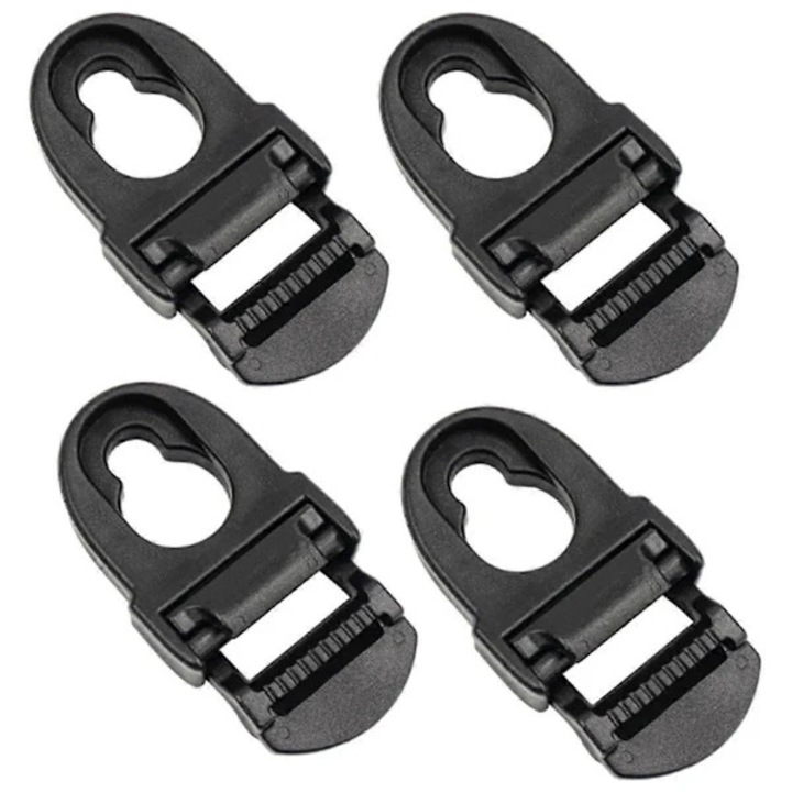 Set 4 bucati, Catarame/cleme pentru caiac din plastic, ajustabile pentru chingi, pentru scaun si rucsac, negru, 4.2x5.6 cm