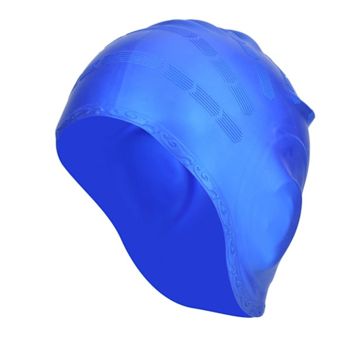 Caciula/boneta de inot din silicon, elastica, pentru par lung si protectie urechi, Albastru, Marime unica