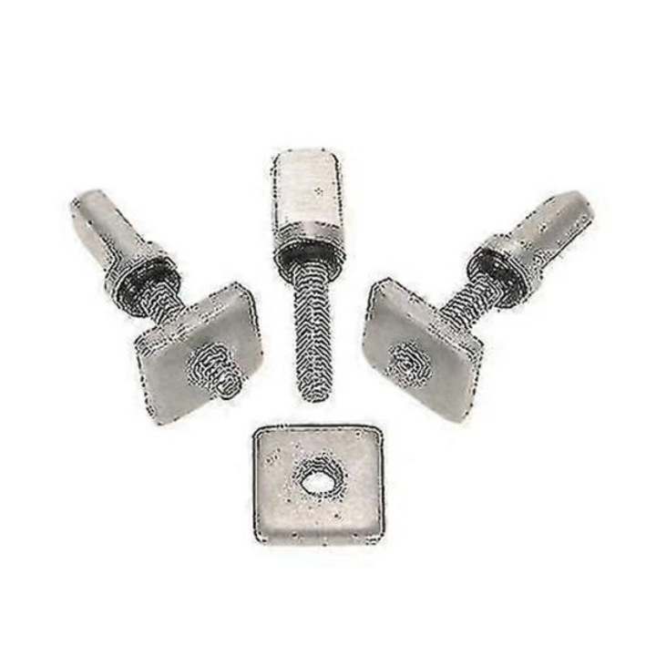 Set 6 bucati, kit montaj suruburi si placi pentru deriva longboard si paddle (sup), M4, otel inoxidabil 304, rezistent la coroziune, se potriveste fin box standard, argintiu, 3 x surub, 3 x placa, 14x14x3 mm