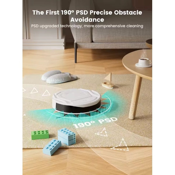 Aspirator robot, putere de aspirare de 2200 Pa, control prin aplicatie WiFi si Alexa, autonomie de 120 de minute, functie anti-incurcare pentru parul animalelor de companie, M210 Pro Alb