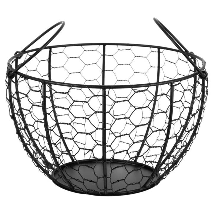 Cos pentru fructe si depozitare, organizer din fier, multifunctional, cu design retro, negru