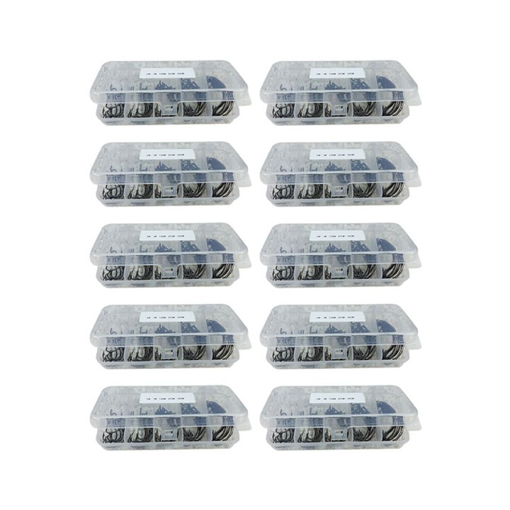 510 db-os magas széntartalmú horgászhorog készlet, fekete, 13x6x2.5cm