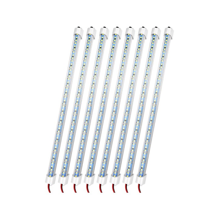 Set 8 bare LED 12V, alb, 6500K, plastic metal, 12x lungime reglabila