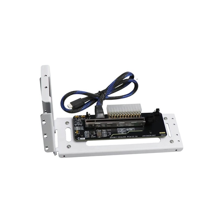 Külső dokkoló PCIe 5.0 x4 Oculink, fehér, 500W, 24P, 128G