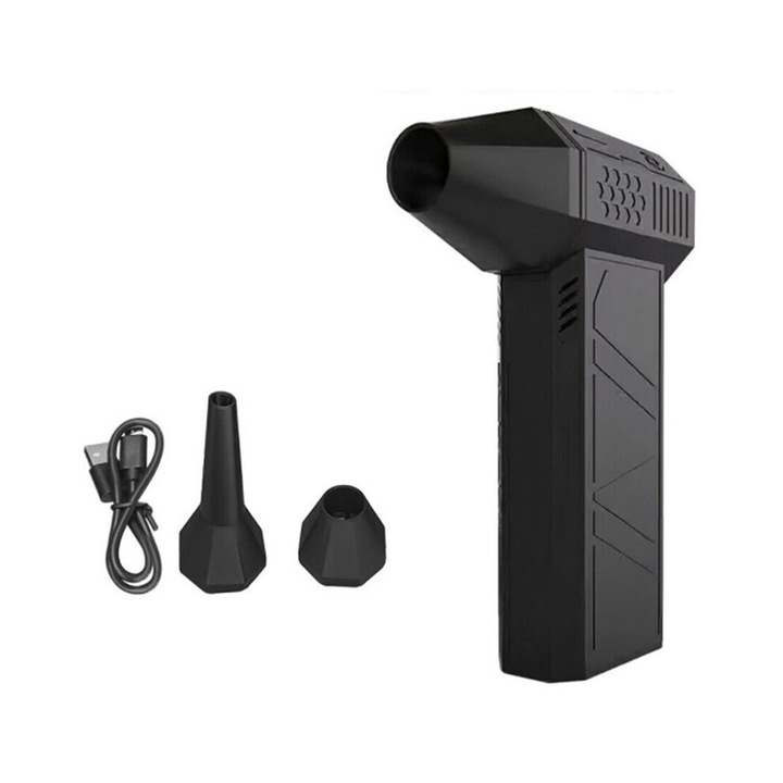 Suflanta portabila turbo 130000RPM, 3 viteze, negru, 14.2x3.8cm, set complet