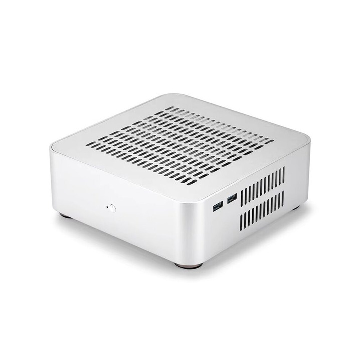 Fehér alumínium OEM ITX ház 19.7x19.7x6.5cm szett