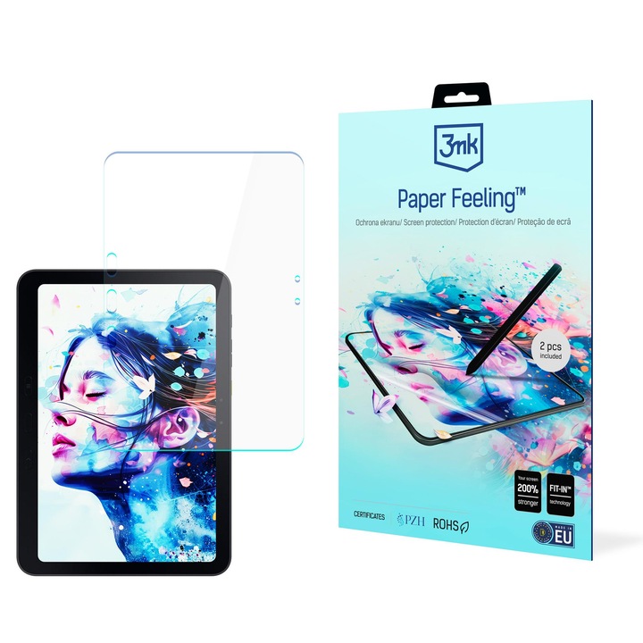 3mk Protection Paper Feeling képernyővédő fólia, kompatibilis Samsung Galaxy Tab Active5 Pro (akár 13 hüvelyk), papír textúrájú, ujjlenyomat-mentes, akár 200%-kal megerősíti a képernyőt, átlátszó, 2 darab