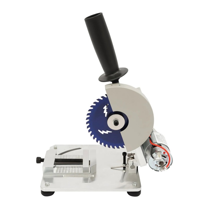 Mini asztali fűrész, asztali körfűrész, 200 W, 7000 ford./perc, tárcsa 10, 16 cm, állítható szög 0–45°, vágási mélység 2, 9 cm, EU csatlakozó 220 V, Fehér
