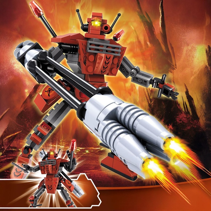 Caramizi de Constructie Robot Warrior Rosu (165 piese)