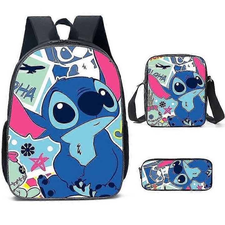 Ghiozdan unisex, model My Neighbor Totoro, poliester, cu fermoar, dimensiuni medii