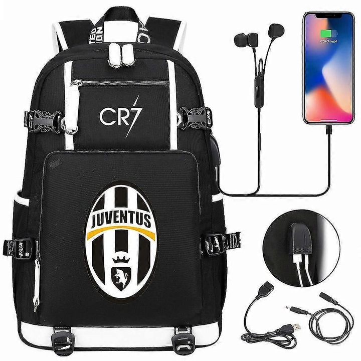 Rucsac laptop, negru, capacitate mare, 30x15x47cm, rezistent la apa