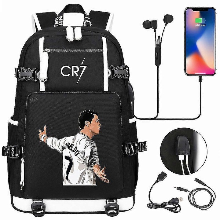 Rucsac laptop, negru, 30x15x47cm, capacitate mare, rezistent la apa