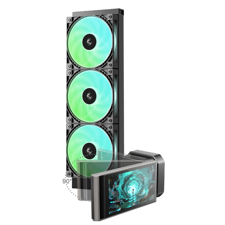 Cooler procesor DeepCool răcire cu apă Water Cooling LT360 VISION ARGB - ecran LCD IPS de 4.5 inch - LGA1851/AM5 R-LT360VISIONBKAMMC-G-1