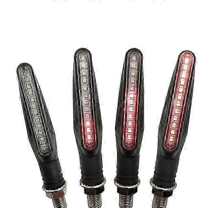Set 2 perechi, Semnale motocicleta LED compatibile Yamaha YBR125/YZF R15/XT660/MT125/MT01, versiune imbunatatita cu rezistente incorporate, montaj universal, Rosu