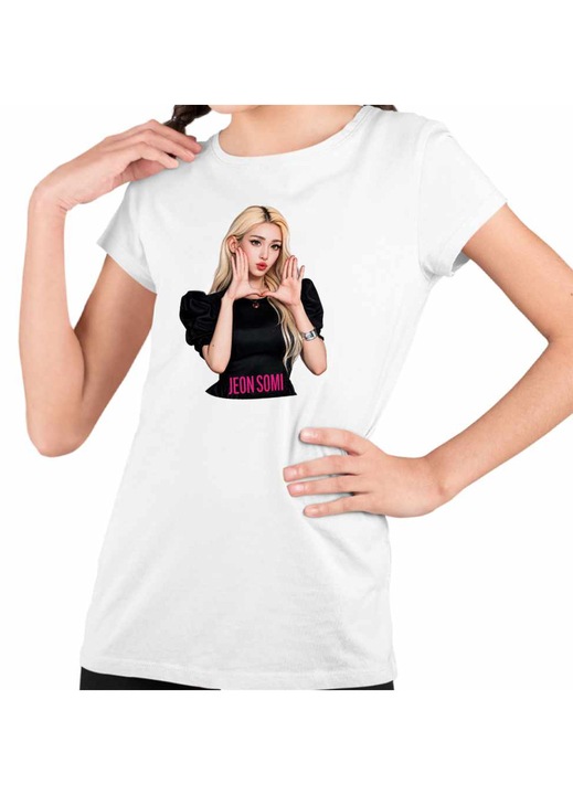 Gyerek Lány Póló Jeon Somi Merch Kpop, Fehér