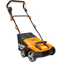 Scarificator/aerator electric pentru gazon Ruris rxe 1808e, putere 1800 W, 38 cm latime lucru, 5 trepte de lucru, sac colector 45 l, functie de scarificare/aerare