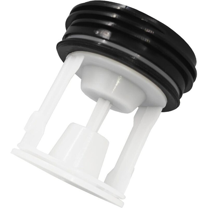 Filtru de scame, filtru antipeluche pentru masina de spalat, compatibil Bauknecht/Whirlpool/Indesit, modele 481248058385/C00312342, captura eficienta a scamelor, montare rapida fara scule, forma dreapta, plastic, alb, 1 buc