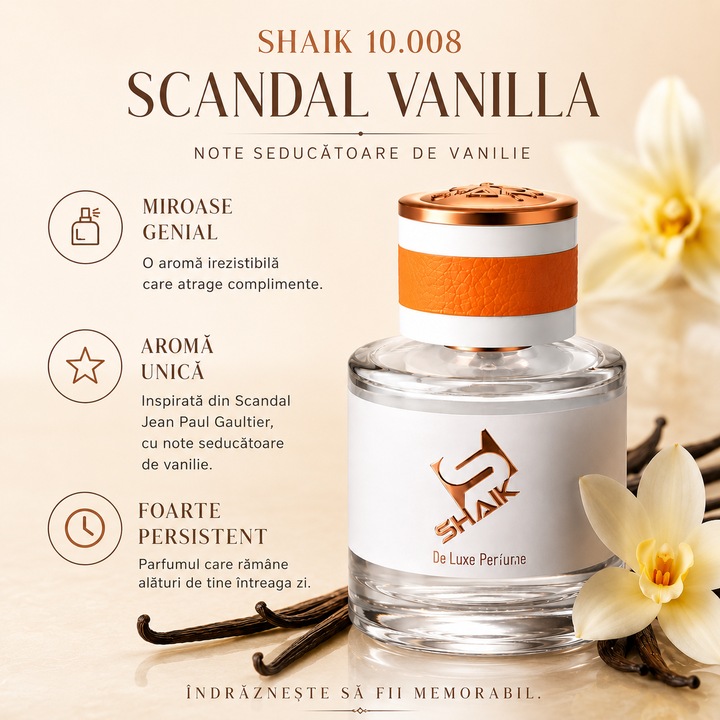 SHAIK 10008 Scandal Vanilla Eau de Parfum 50 ml – Eleganta, Vanilie Catifelata si Persistenta Remarcabila