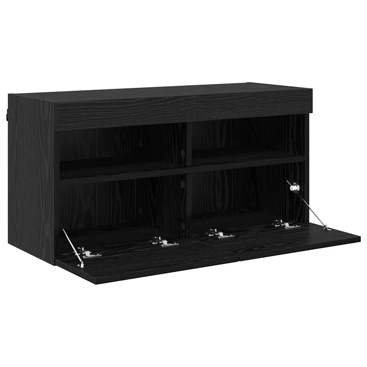Dulap TV de perete Stejar vidaXL, Negru 80 x 30 x 40 cm, Lemn compozit