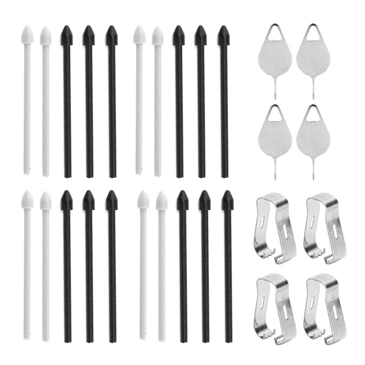 Set 28 piese varfuri de inlocuire stylus/pen, compatibile cu Samsung Galaxy Note10/Note10+/Note10 5G/Note10+ 5G/Tab S6 (T860/T865), instalare usoara, durabile, negru/alb
