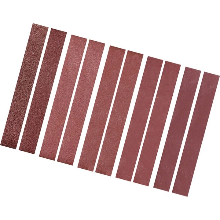 Set 10 benzi abrazive 30x330mm, granulatii multiple, oxid de aluminiu