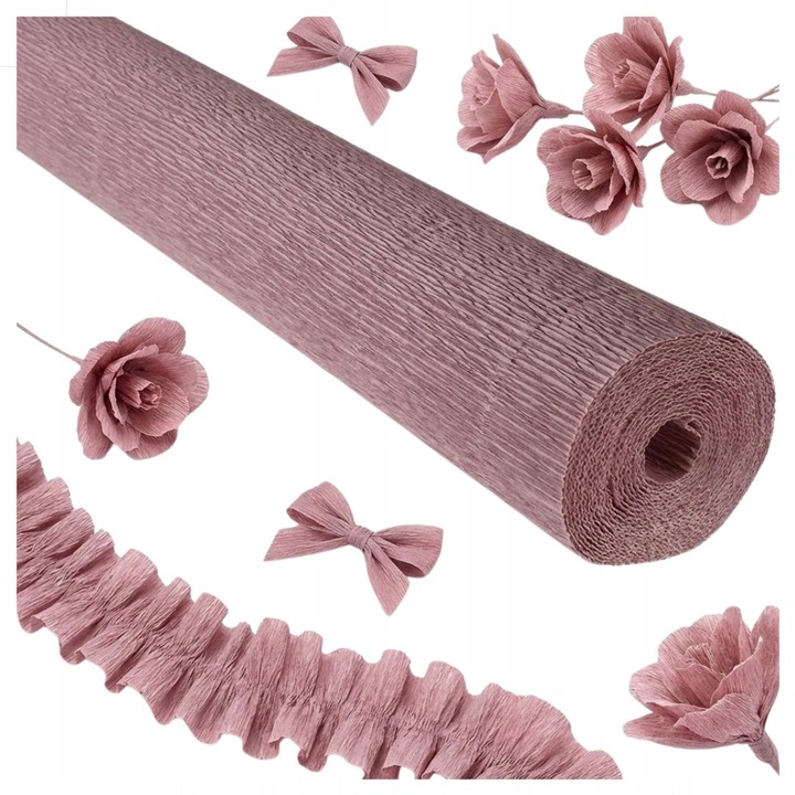 Hartie krepina / creponata Cartotecnica Rossi 17E1, gramaj 180 g/m², extensibilitate 40–50%, gri-roz, 50x250 cm