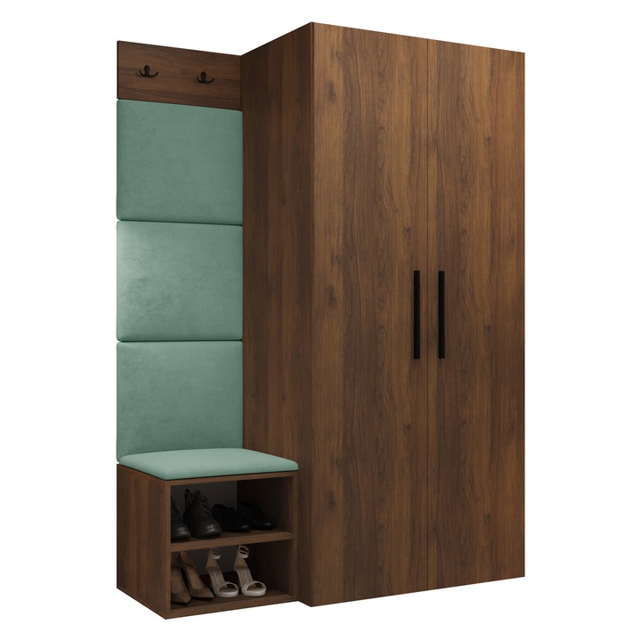 Mobilier pentru hol Hekurt IV, MIRJAN 24, nuc warmia + menta, 50x122x191 cm