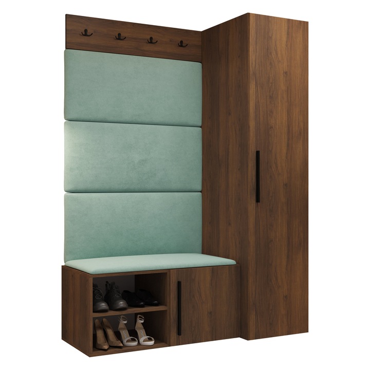 Mobilier pentru hol Hekurt II, MIRJAN 24, nuc warmia + menta, 50x124x191 cm