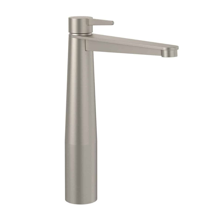 Висок смесител за мивка Villeroy & Boch с click-clack сифон, матиран никел, TVW127005000