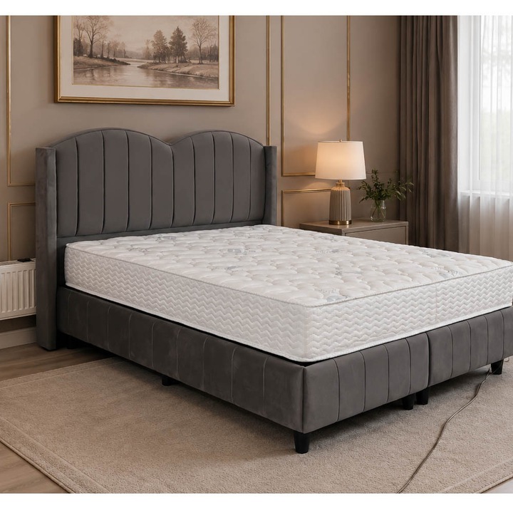 Saltea Ortopedica PREVI Antialergica Premium cu Tehnologie de Protectie Avansata, 80x200x20 cm, spuma poliuretanica, hipoalergenica, termoregulatoare, antitranspiranta, reversibila, cu sistem de aerisire, fermitate tare