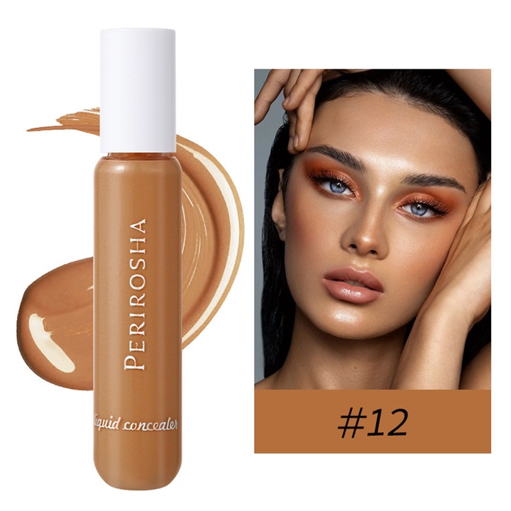 Perirosha® Fond de ten corector exclusiv, lichid contur cu acoperire luminoasa, ilumineaza tenul, acopera cearcane si brazde lacrimale, nu se crapa, hidratant nuanta#12