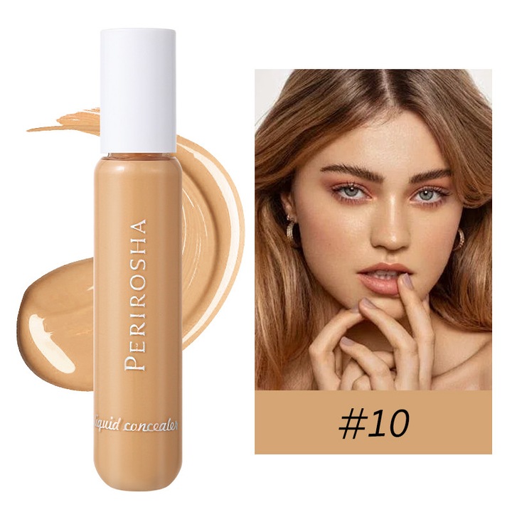 Perirosha® Fond de ten corector exclusiv, lichid contur cu acoperire luminoasa, ilumineaza tenul, acopera cearcane si brazde lacrimale, nu se crapa, hidratant nuanta #10