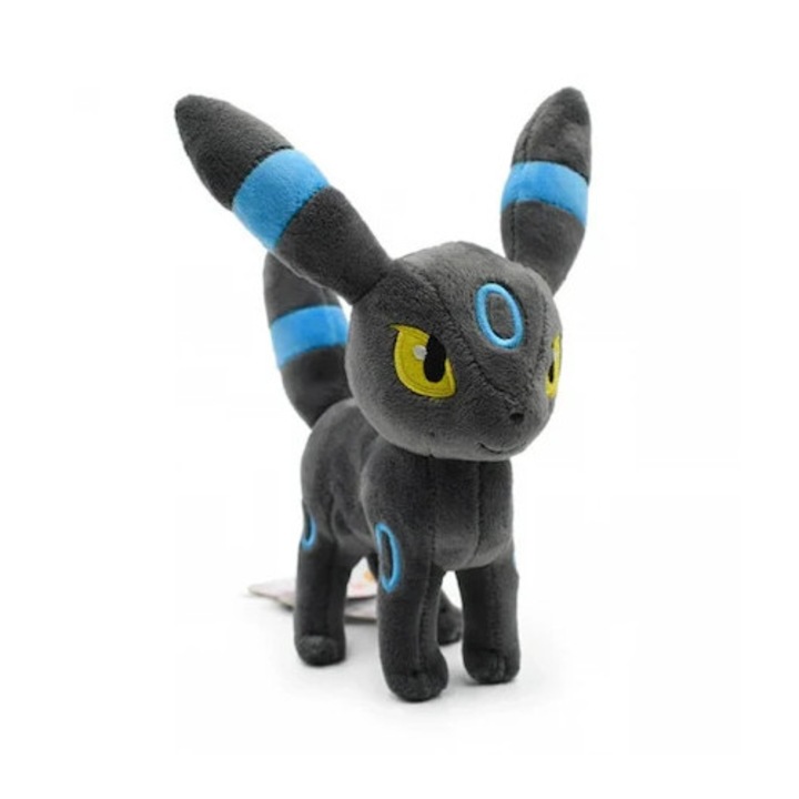 Pokemon Umbreon plüssjáték, puha rövid plüssből, PP anti-deformációs töltettel, sötétszürke/kék, 23 cm, 1 db