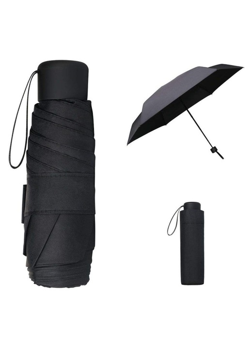 Umbrela compacta pliabila neagra ultrausoara