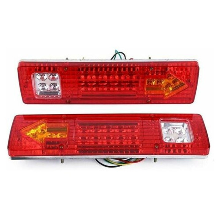 Herusi LED 19 piros-borostyán-fehér 300x90x30mm pótkocsi hátsó lámpa szett 2 db