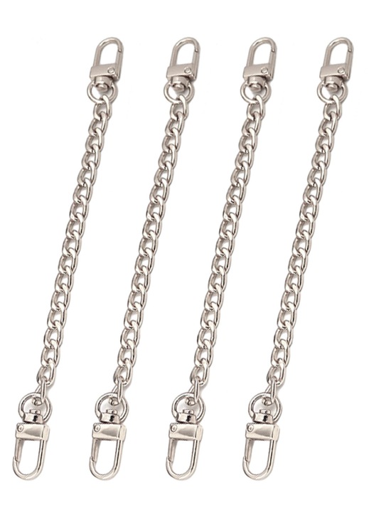 4 buc curea lant pentru poseta, curea de schimb pentru geanta cu catarame metalice, extensie curea poseta, accesorii pentru portofele si genti de mana, argintie