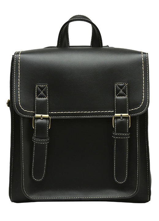 Rucsac dama, piele ecologica, negru maro cafea, 28x10x30cm, casual