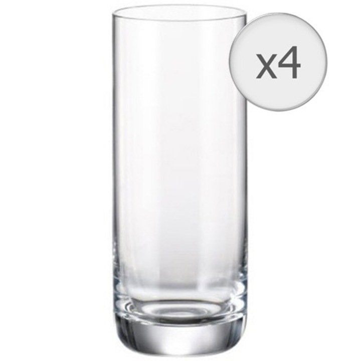 Maison Forine Moderna hosszúkás pohárkészlett, 390 ml, kristályüveg, 4 db