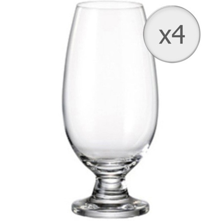 MAISON FORINE Shandy söröspohár készlet, 4 db, Talpas, 410 ml, Kristályüveg