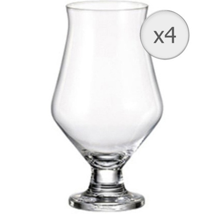 MAISON FORINE Barley söröspohár készlet, 4 db, Talpas, 490 ml, Kristályüveg