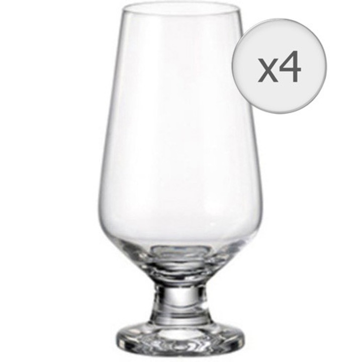 MAISON FORINE Belgian söröspohár készlet, 4 db, Talpas, 420 ml, Kristályüveg